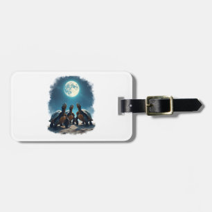 Three Tortoises Howl at Moon Wildlife Mountain Tur Luggage Tag