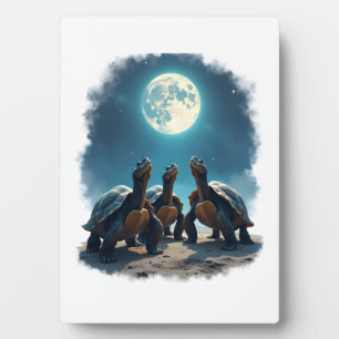 Three Tortoises Howl at Moon Wildlife Mountain Tur Plaque