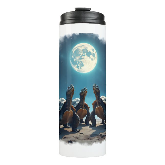 Three Tortoises Howl at Moon Wildlife Mountain Tur Thermal Tumbler (Front)