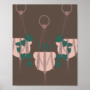 Three Trailing Plants Hanging Green Brown Wall Art