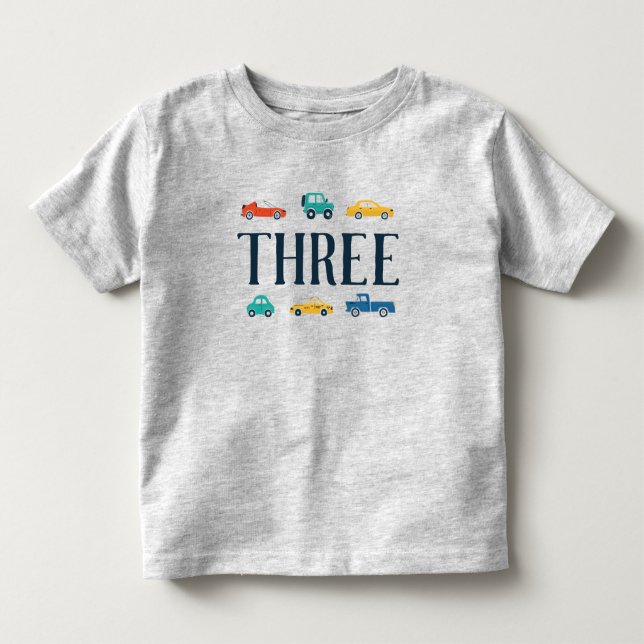 Three Transportation Birthday Shirt (Front)
