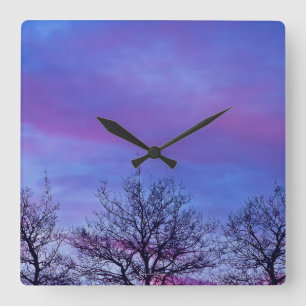 Three Tree Tops Square Wall Clock