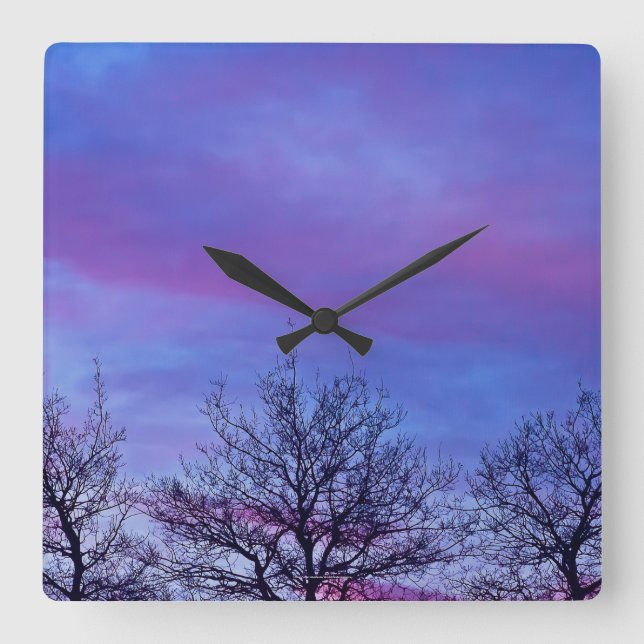 Three Tree Tops Square Wall Clock (Front)