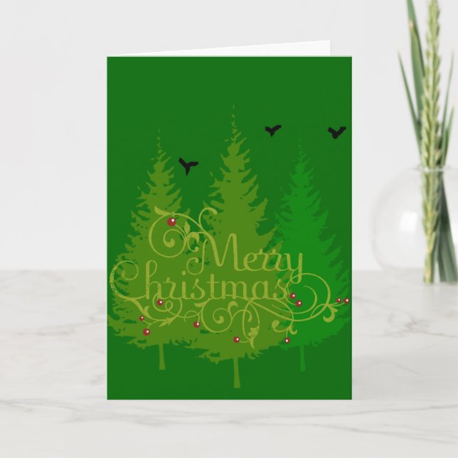 Three Trees Silhouette Christmas Card (Front)
