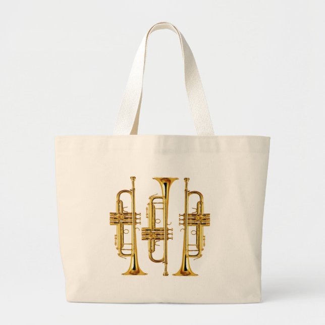 Three Trumpets Large Tote Bag (Front)