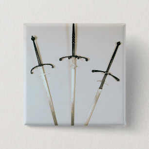 Three two-handed swords, 1570 15 cm square badge