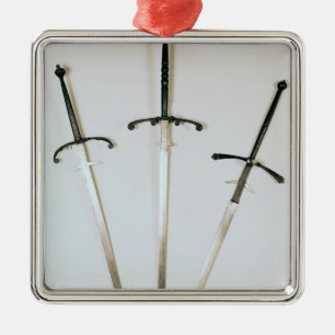Three two-handed swords, 1570 metal tree decoration