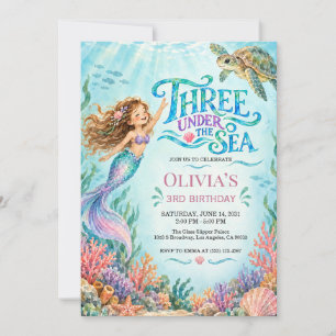 Three Under the Sea 3rd Birthday Invitation