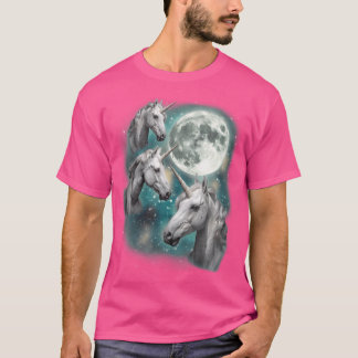 Three Unicorn Moon  3 Magical Fantasy Mythic Horne T-Shirt
