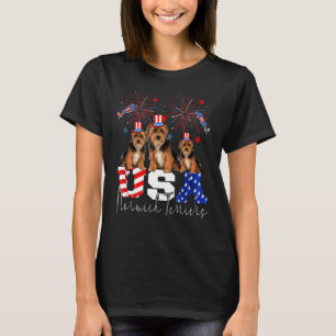 Three Usa Norwich Terriers American Flag Hat Firew T-Shirt