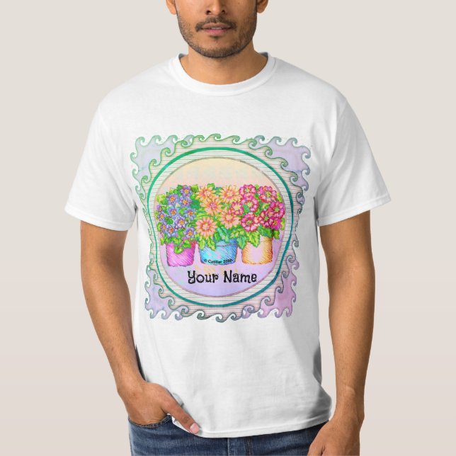 Three Vases Flowers T-Shirt (Front)