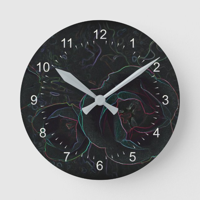 three velvet tulips round clock (Front)
