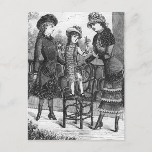 "Three Victorian Children" Fashion Illustration Postcard