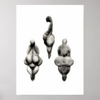 Three views of a 'Venus' statuette