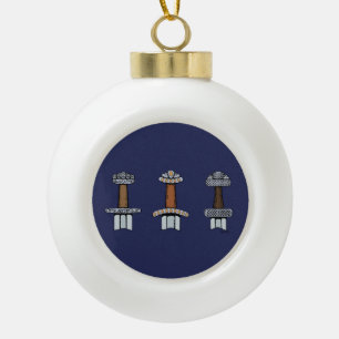 Three Viking Sword Hilts Ceramic Ball Christmas Ornament