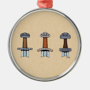 Three Viking Sword Hilts Metal Tree Decoration