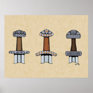 Three Viking Sword Hilts Poster