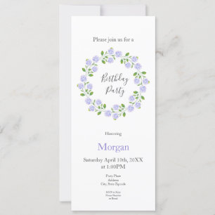 Three Watercolor Hydrangeas Wreath  Invitation