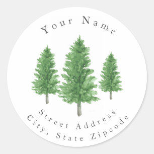 'Three Watercolor Pine Trees 2' Labels
