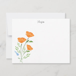 Three Watercolor Poppies Bouquet Card