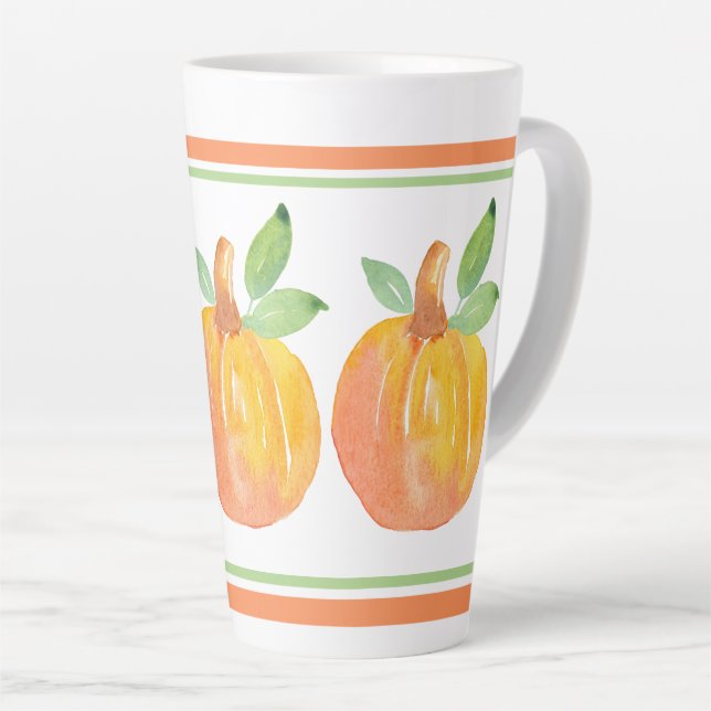 Three Watercolor Pumpkins 2 Latte Mug (Right Angle)
