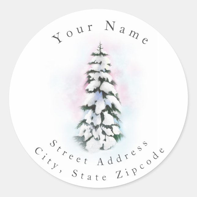 Three Watercolor Winter Tree labels (Front)