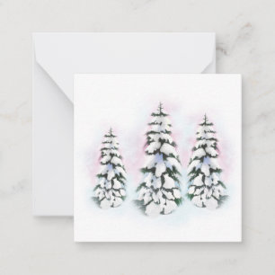Three Watercolor Winter Trees Card