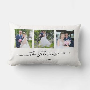 Three Wedding Photo Heart Swash Signature  Lumbar Cushion