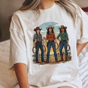 Three Western Cowgirls With Lassos Tri-Blend Shirt