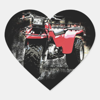 Three Wheeled ATC Red Trike Motorbike Heart Sticker