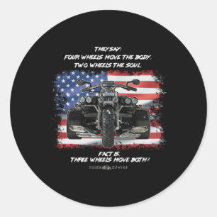 Three Wheels Do Both Usa Flags Trike Classic Round Sticker