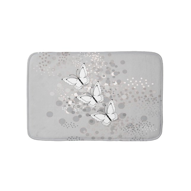 Three White Butterflies Bath Mat (Front)