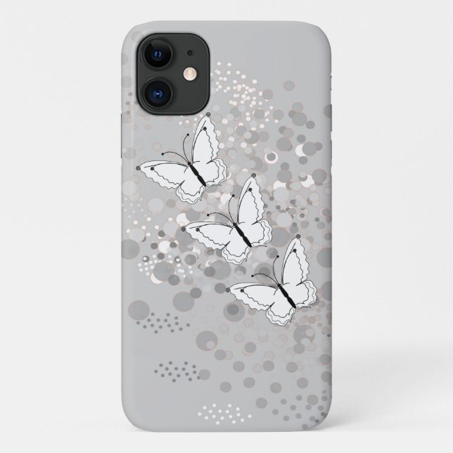 Three White Butterflies Case-Mate iPhone Case (Back)