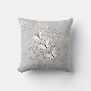 Three White Butterflies Cushion