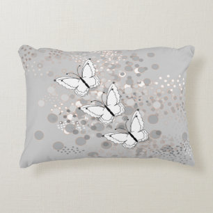 Three White Butterflies Decorative Cushion