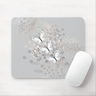 Three White Butterflies Mouse Mat
