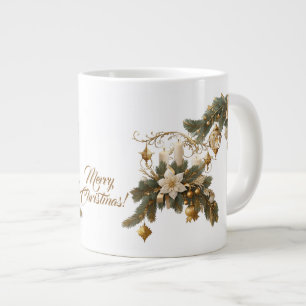 Three white candles Christmas Large Coffee Mug