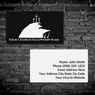 Three White Crosses Logo Church Pastor Business Card