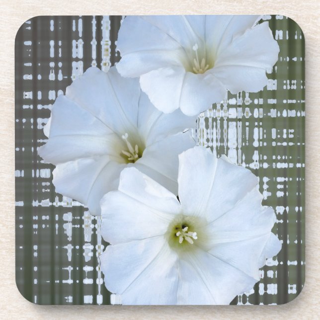 three white flowers coaster (Front)