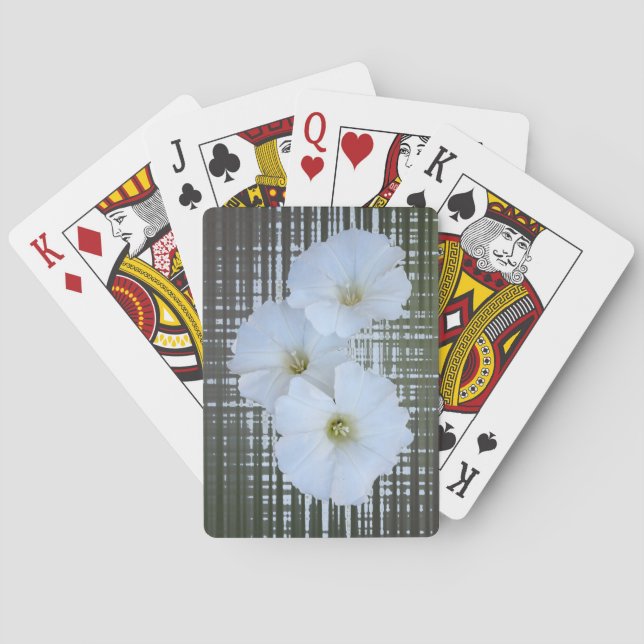 three white flowers playing cards (Back)
