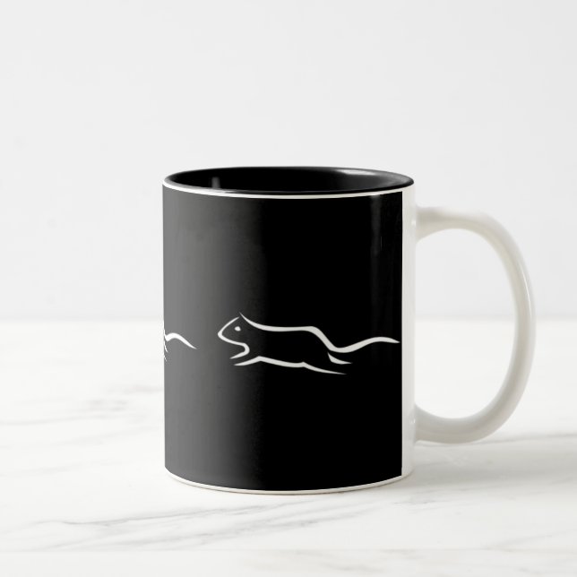 Three White Running Rats Two-Tone Coffee Mug (Right)