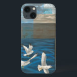 Three White Seagulls Flying Over the Water iPhone 13 Case<br><div class="desc">Need to get away? Do it by choosing this painting by artist Tara Friel representing three seagulls flying over the water. The sight of the waves of the ocean and the vivid colours make this design very realistic.</div>