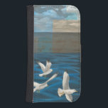Three White Seagulls Flying Over the Water Samsung S4 Wallet Case<br><div class="desc">Need to get away? Do it by choosing this painting by artist Tara Friel representing three seagulls flying over the water. The sight of the waves of the ocean and the vivid colours make this design very realistic.</div>