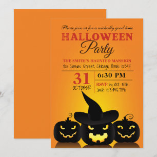 Three Wicked Pumpkins Halloween Party Invitation