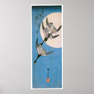 Three Wild Geese Flying Downward Poster