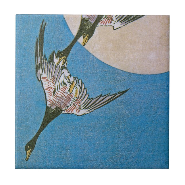 Three Wild Geese Flying Downward Tile (Front)