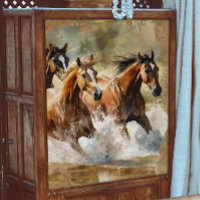 Three Wild Horses Running Through Water Decoupage