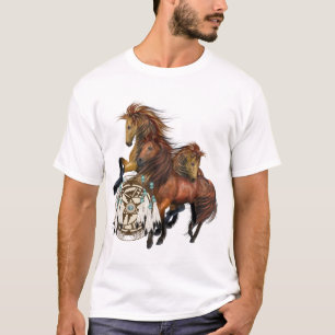 Three Wild Stallions and Mandala Shirt