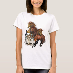 Three Wild Stallions and Mandala Shirt