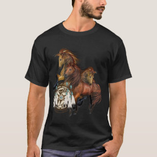 Three Wild Stallions and Mandala Shirt